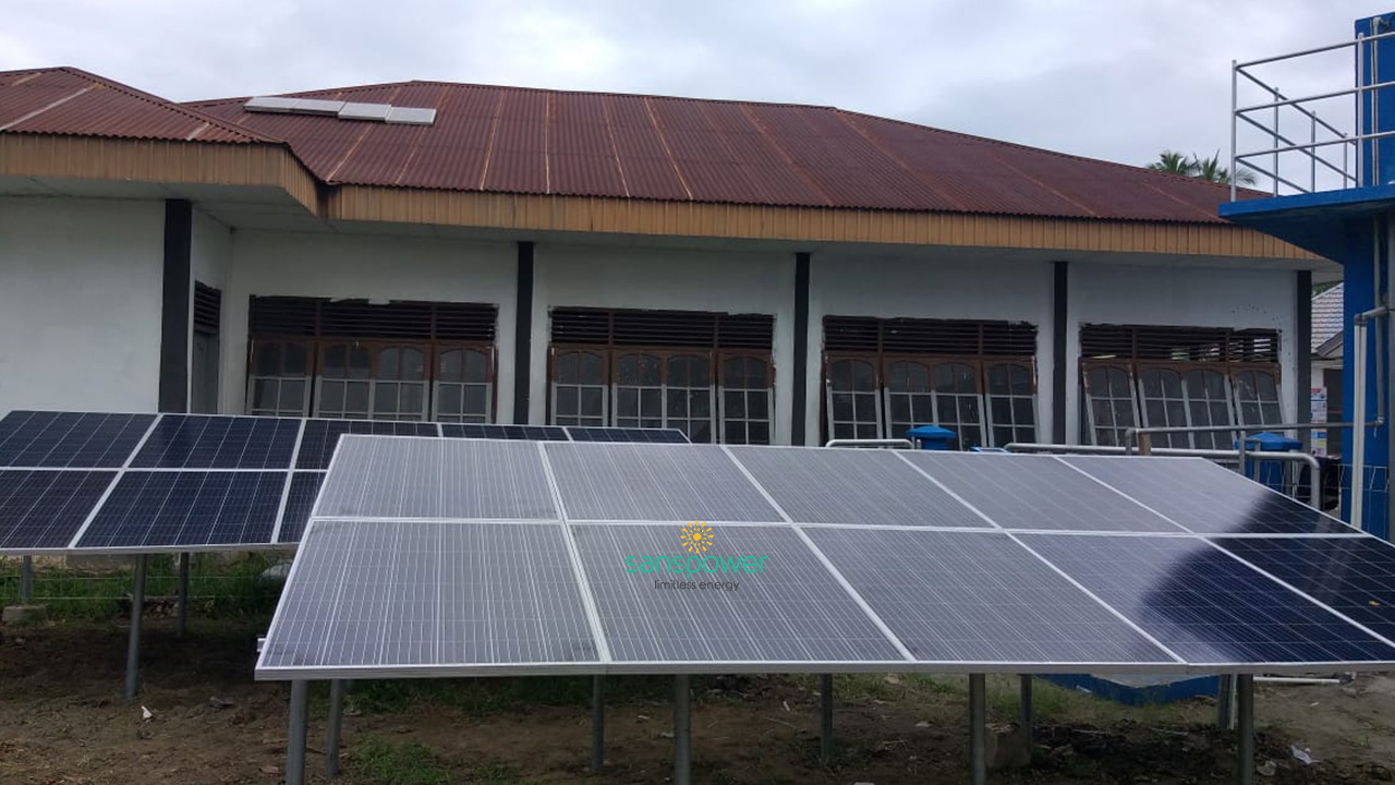 pompa air tenaga surya sanspower seumatang aceh timur 2019