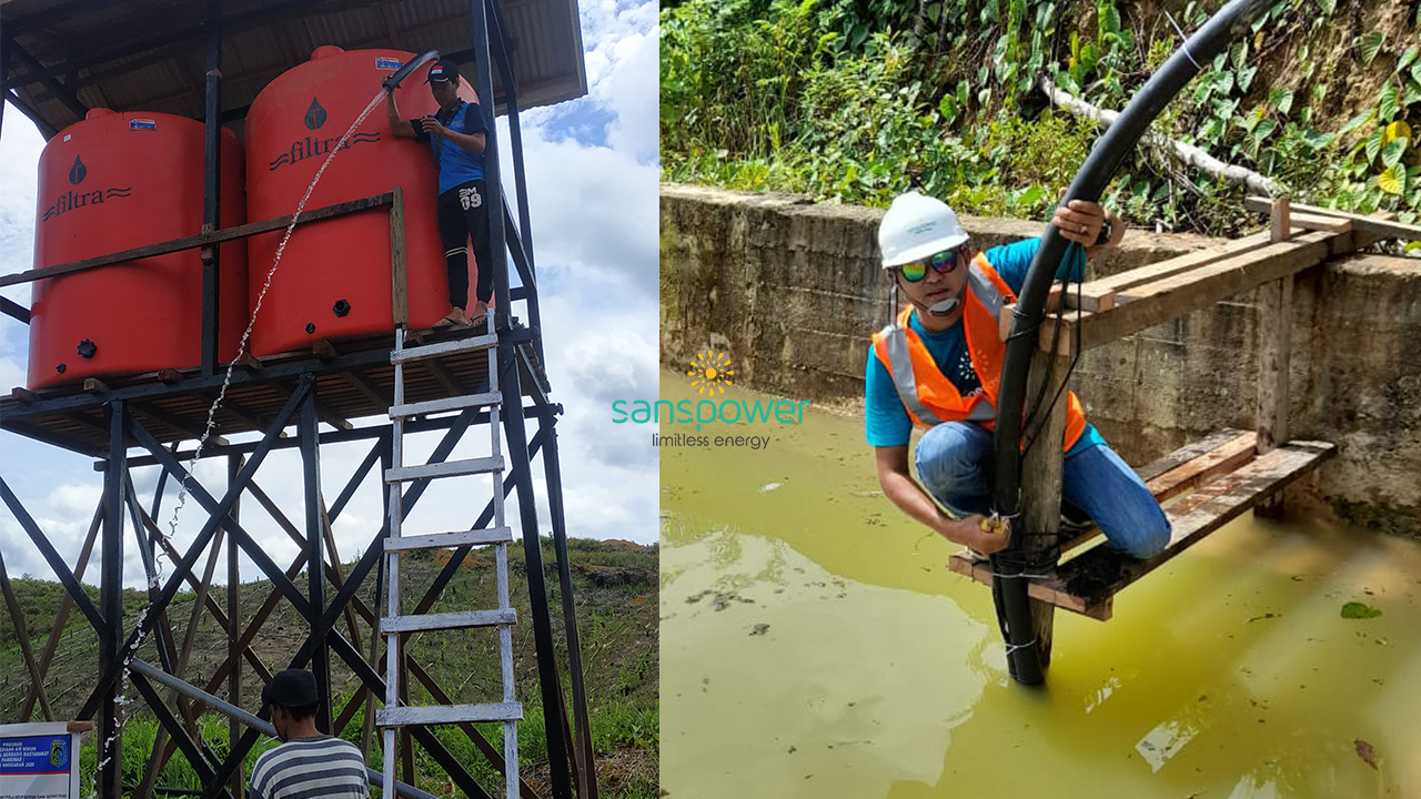 pompa air tenaga surya sanspower sintang nagai tonggi