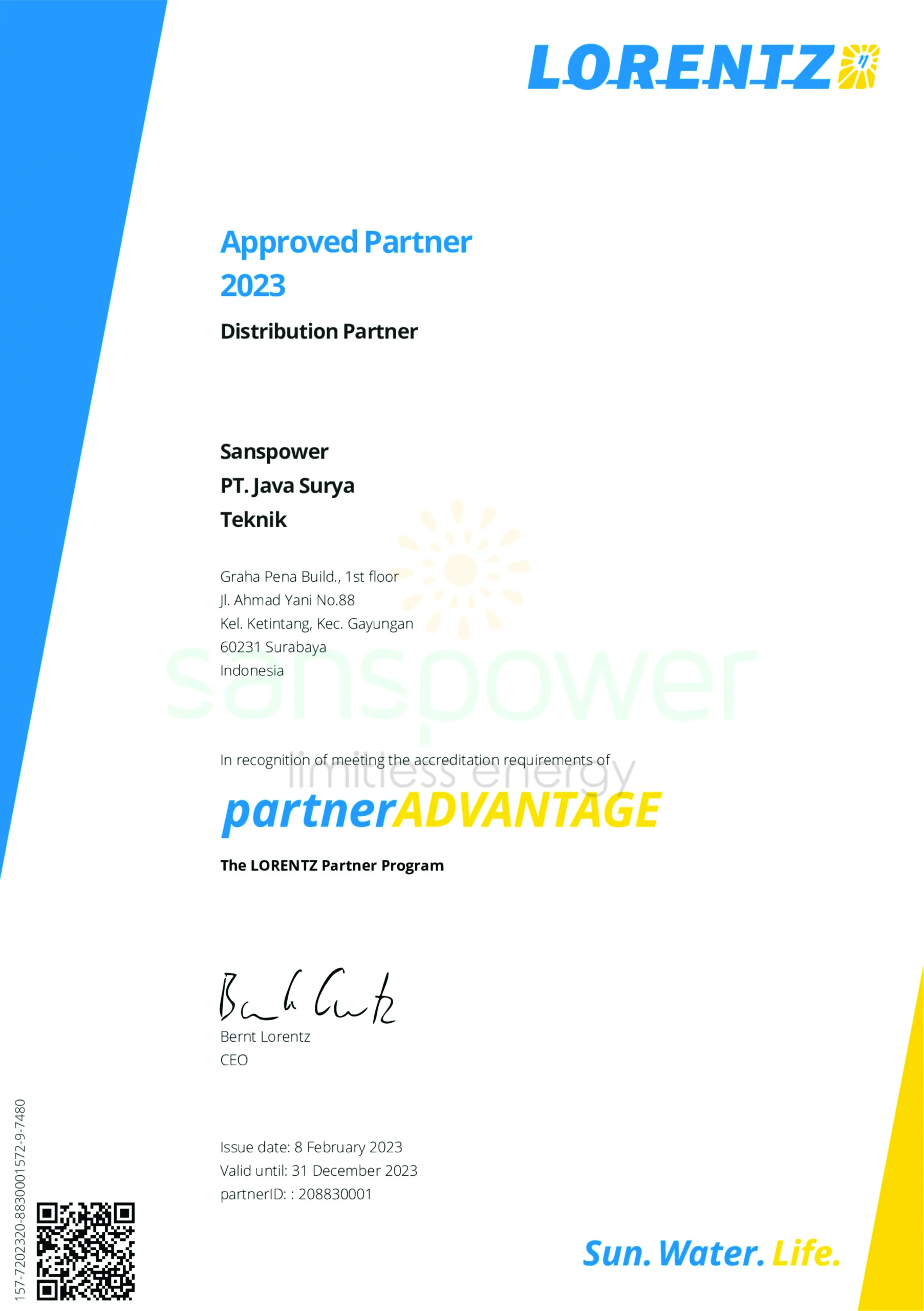 lorentz partner certificate 2023